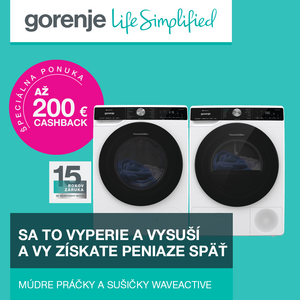 Práčky a sušičky Gorenje WAVEACTIVE s cashbackom až 200€