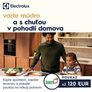 K bielej technike Electrolux poukaz na potraviny z Lunys
