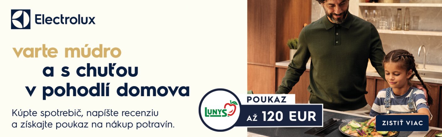 K bielej technike Electrolux poukaz na potraviny z Lunys