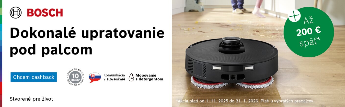 Dokonalé upratovanie pod palcom s cashbackom až do 200€