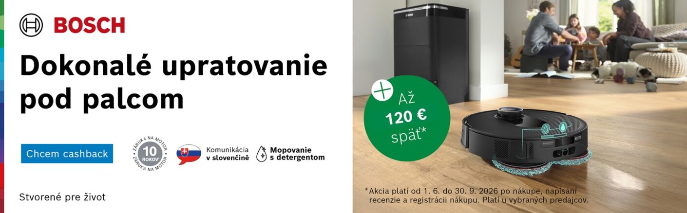 Cashback za nákup robotických vysávačov Bosch