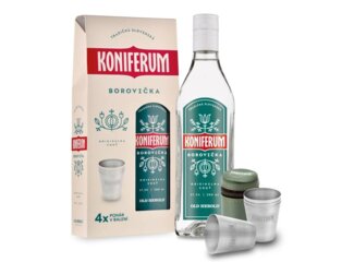 OH Borovička Koniferum 37.5% 0.5l+4poháriky kov.
