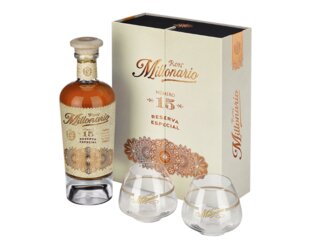 Rum Millonario Res. 15yo 40% 0.7 l+2 poháre